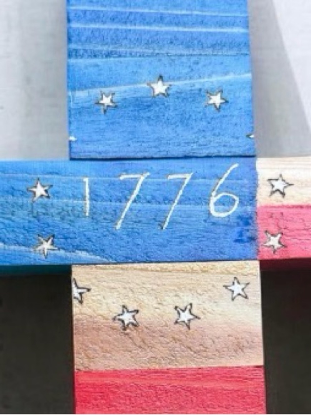 Handcrafted by me Lighted Patriotic Cedar Wooden Cross Decor - Red, White & Blue - Picture 3 of 7